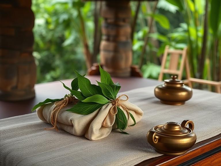 Open-air wellness pavilion surrounded by lush Western Ghats rainforest
